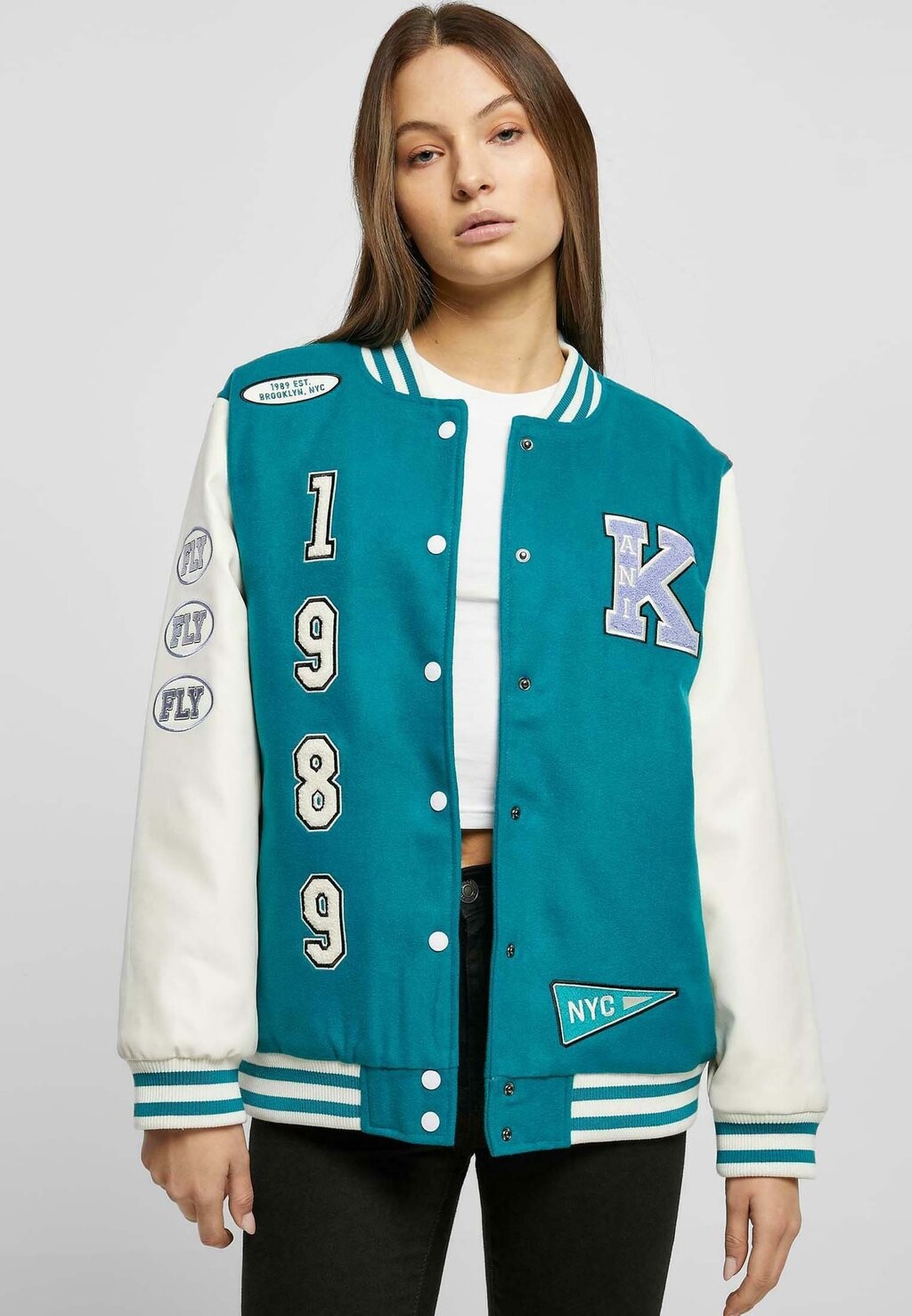 

Куртка Karl Kani BACK PATCH BLOCK OS COLLEGE, цвет sea green