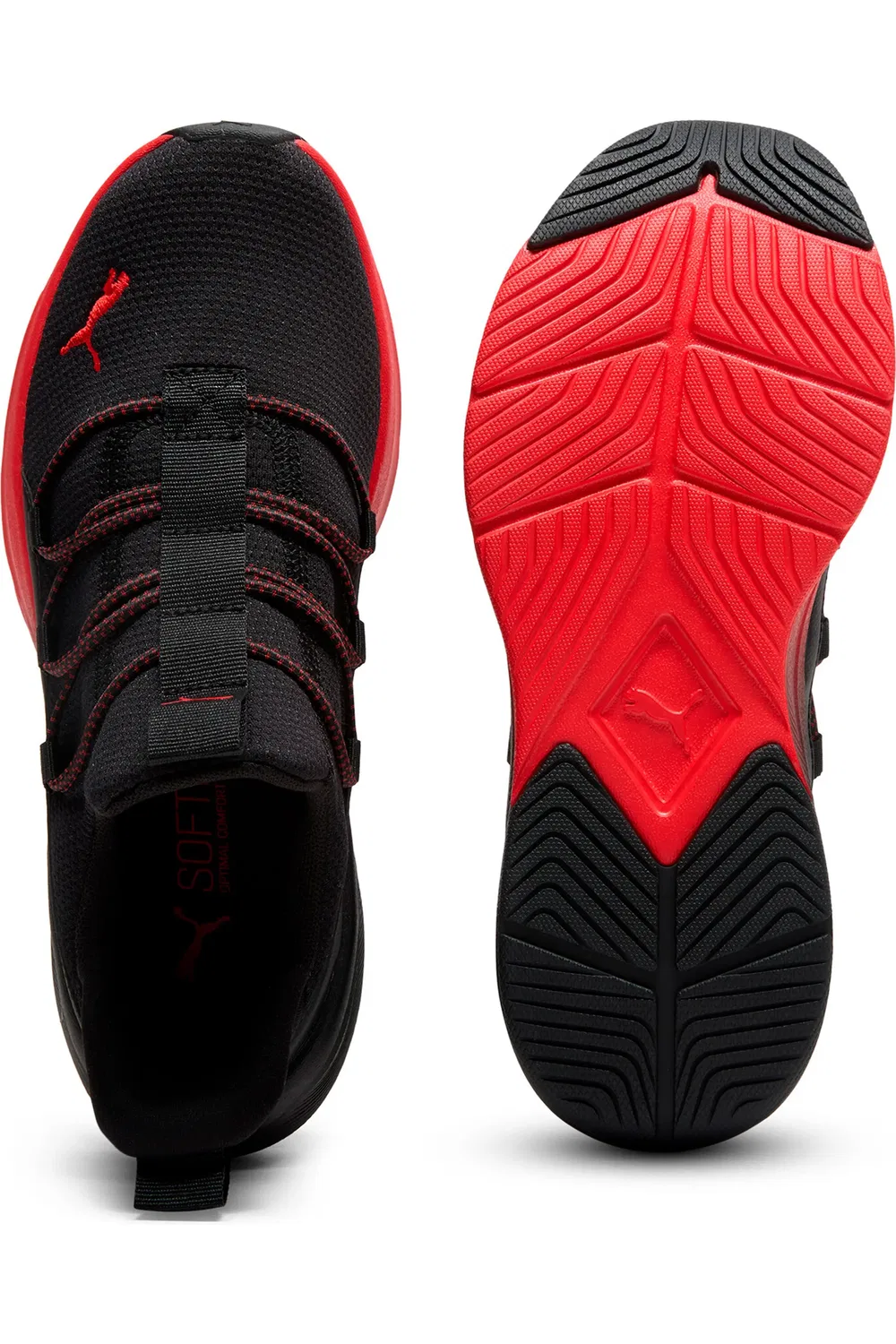 Детские кроссовки повседневные на шнурках One4All 2.0 PUMA, Puma Black/For All Time Red — фото 4