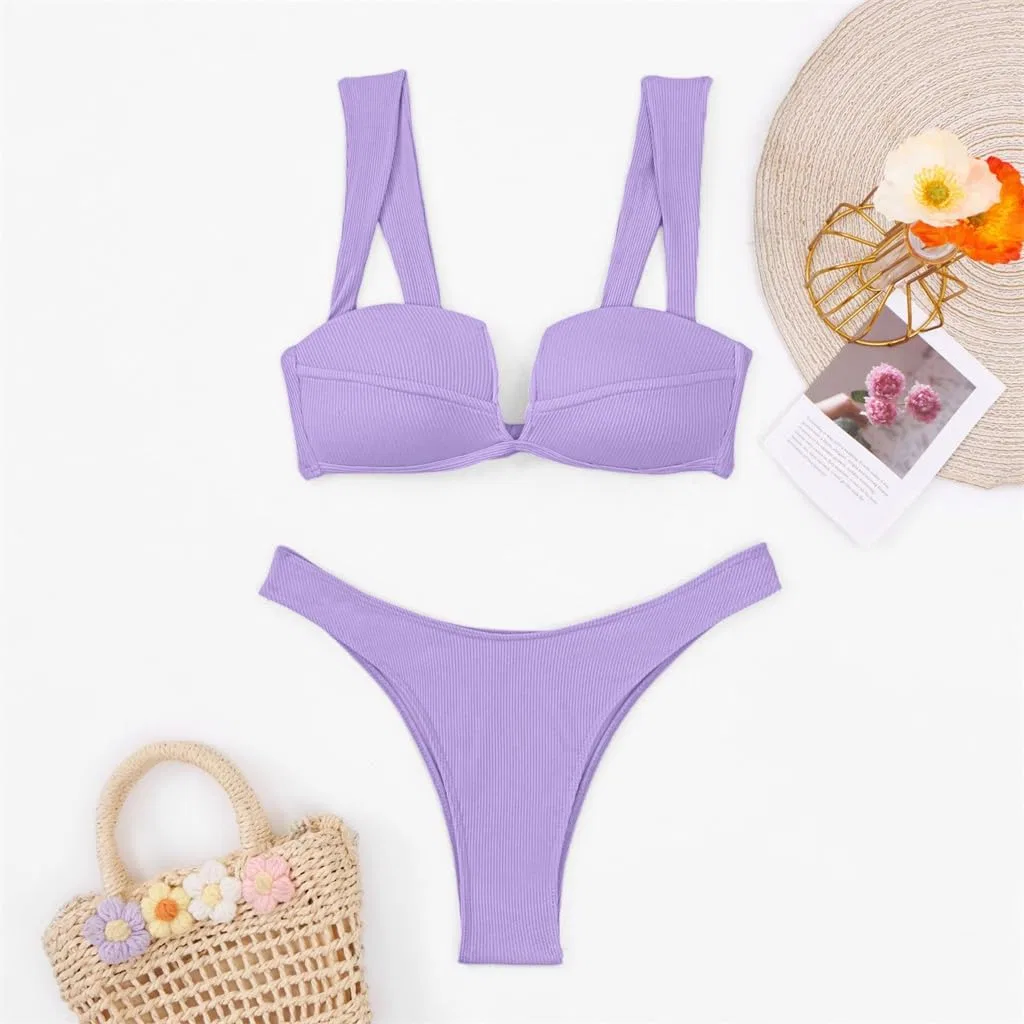 Женский бикини-комплект Ribbed Bikini Set, Purple — фото 2