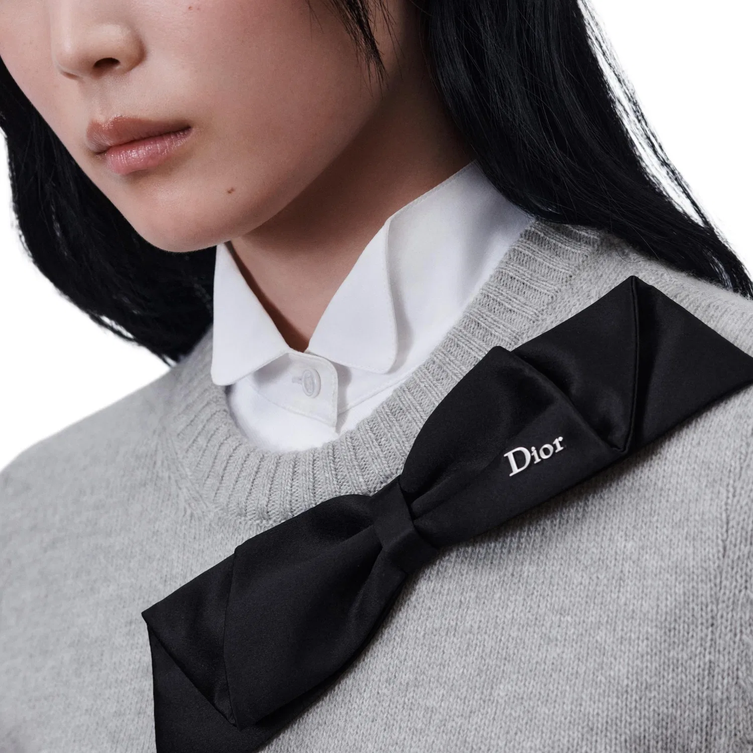 Женский свитер с круглым вырезом, свободного кроя Crew Neck, DIOR, Gray — фото 4