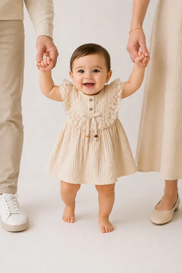 Детское платье для девочек кружевное Meteor Baby, Nude Color — фото 3