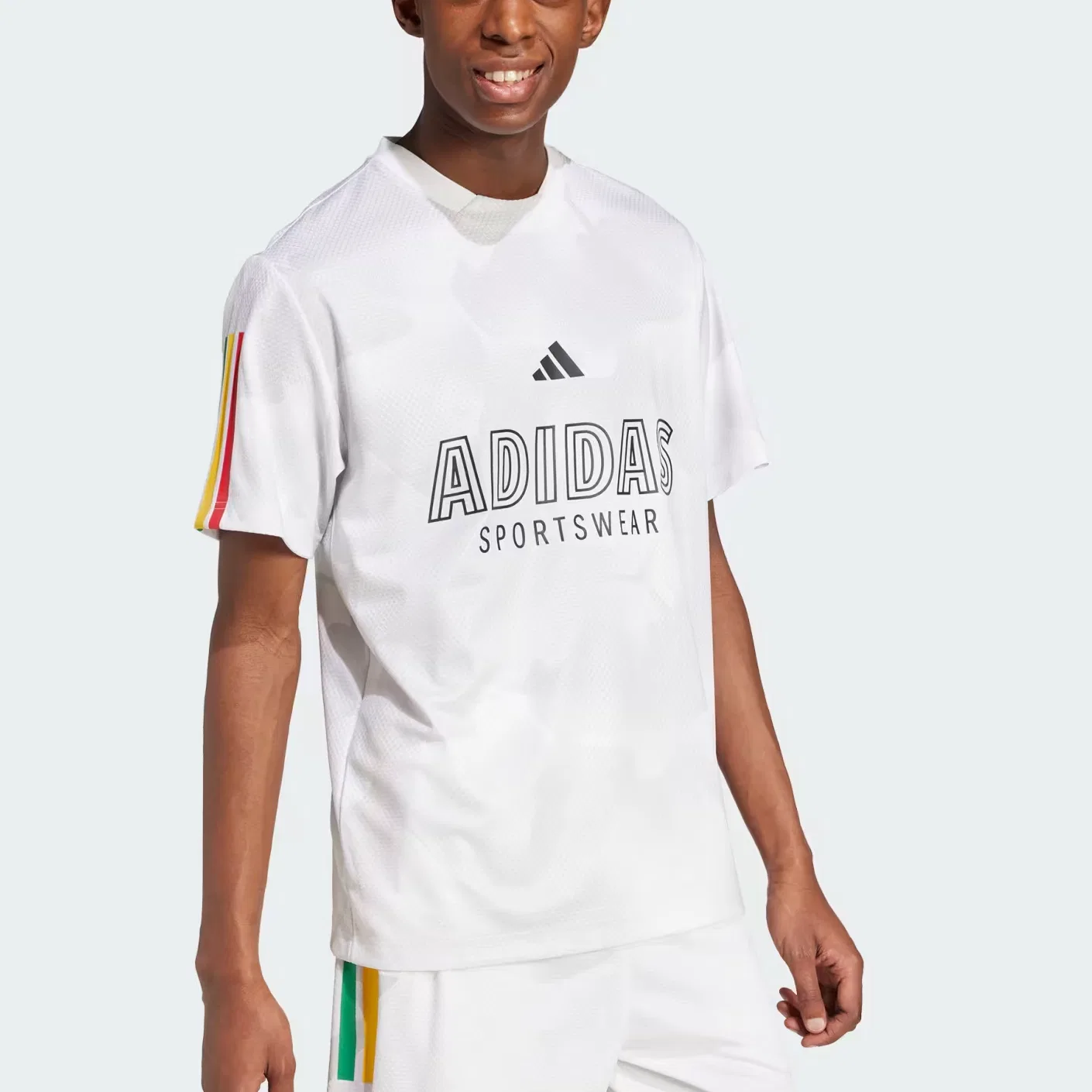 Детская футболка с принтом Adidas TIRO NATIONS PACK, White/Bright Red/Multicolor — фото 4