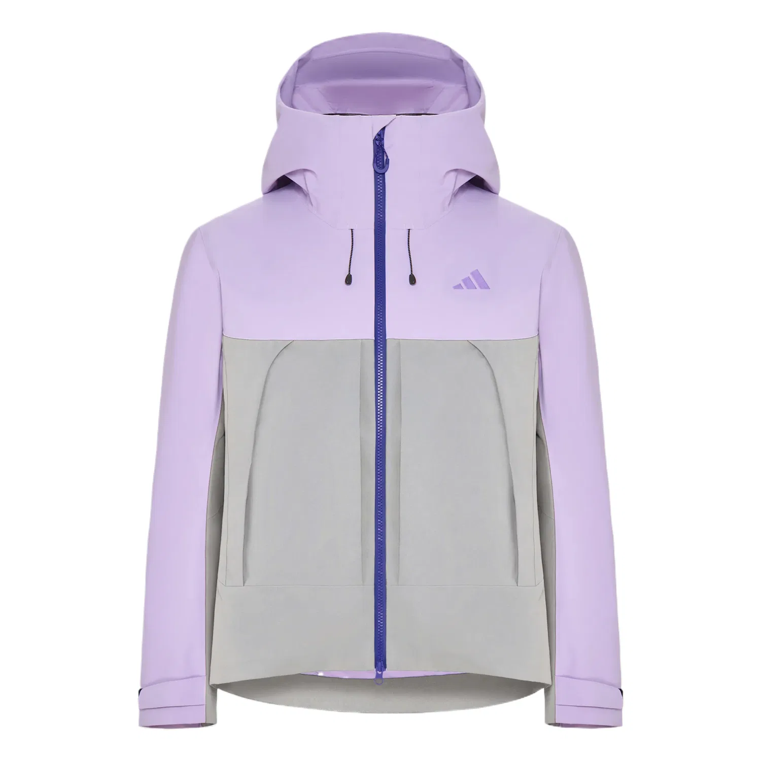 Женская ветровка с капюшоном, на молнии, Light Gray/Powder Plum Purple, Adidas