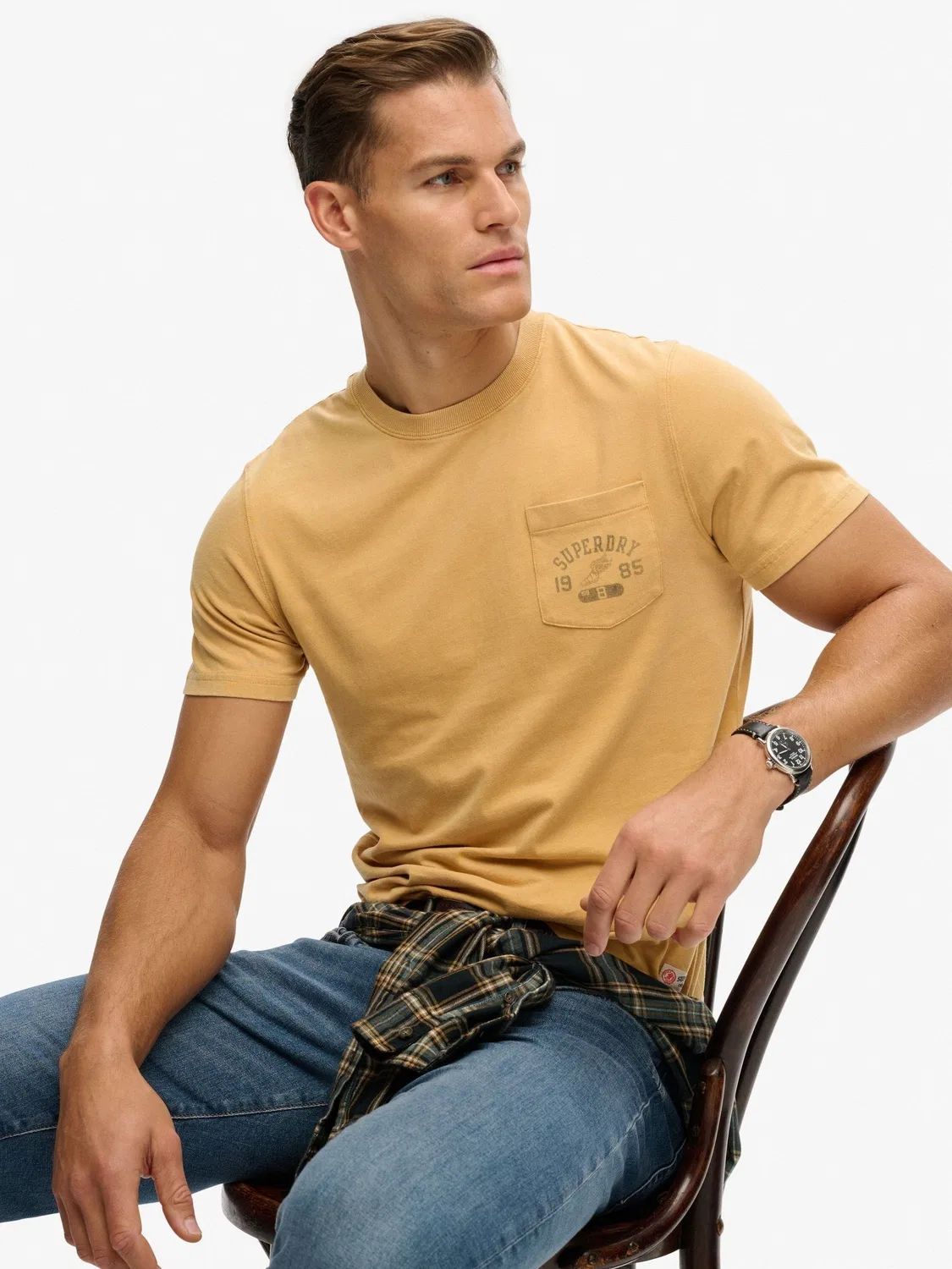 Футболка с нагрудным карманом Vintage Prep Relaxed Pocket Superdry, желтый