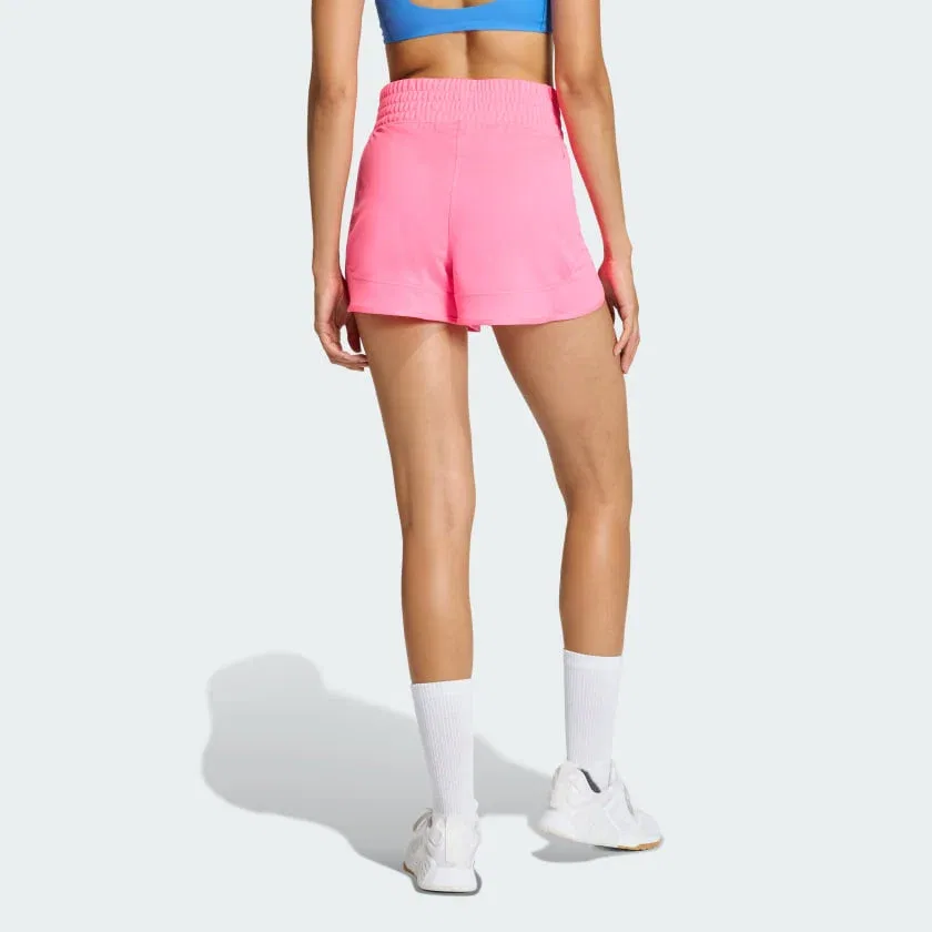 Женские спортивные шорты с высокой посадкой и боковыми разрезами Pacer Essentials Knit adidas, Lucid Pink / White — фото 2