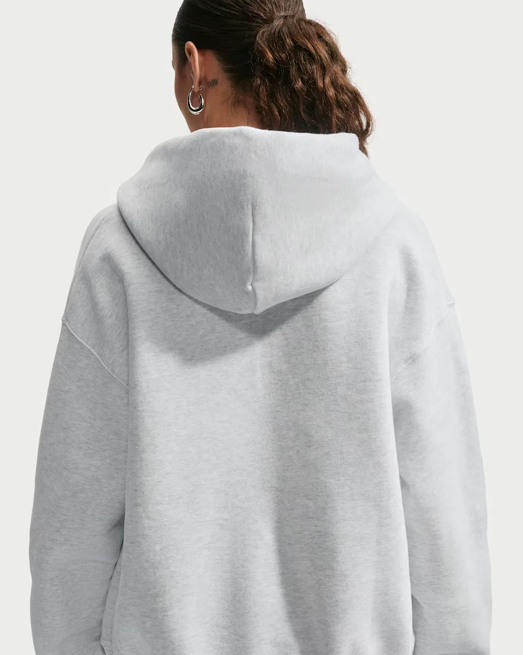 Женская толстовка оверсайз на молнии Nike Studio Fleece Medium Weight, Birch Heather/Black — фото 2