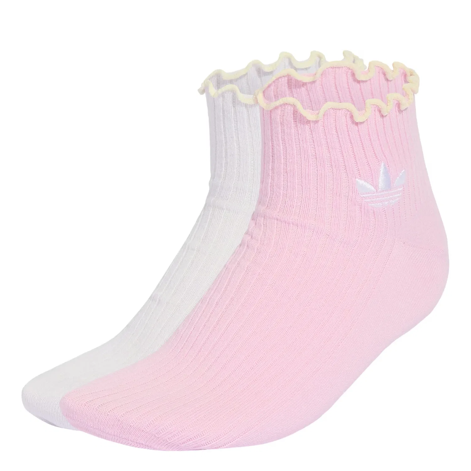 Носки Adidas Originals Ruffle Quarter цвета орхидеи, белые