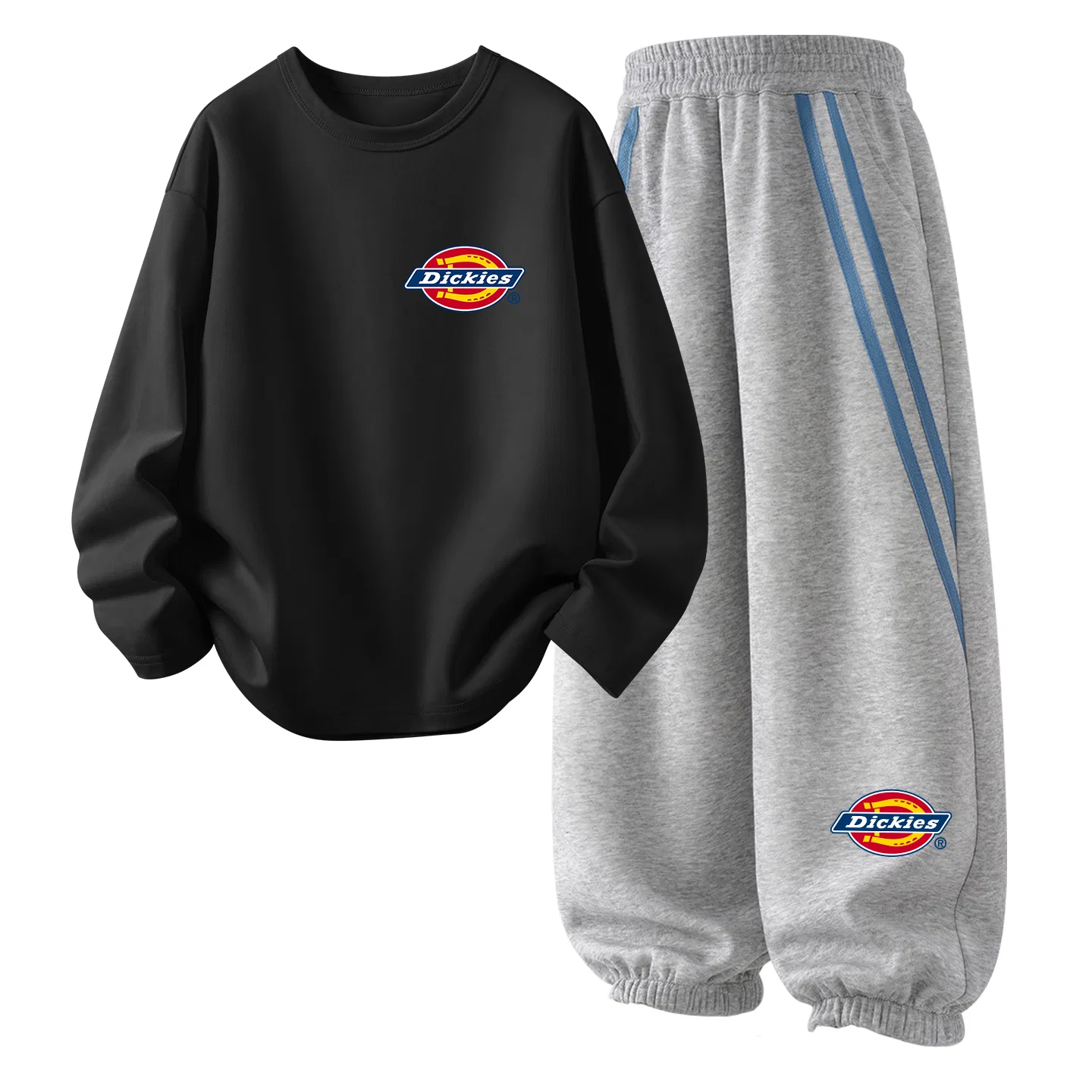 Детский комплект из футера с капюшоном Dickies, Black/Heather Gray
