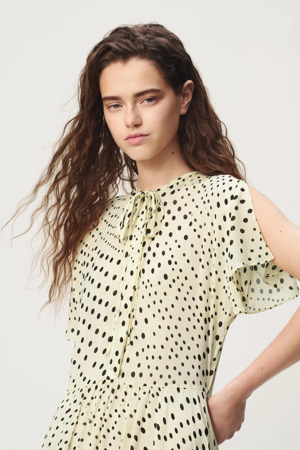 Платье в горошек - вещь от Zara Woman, Vanilla — фото 3