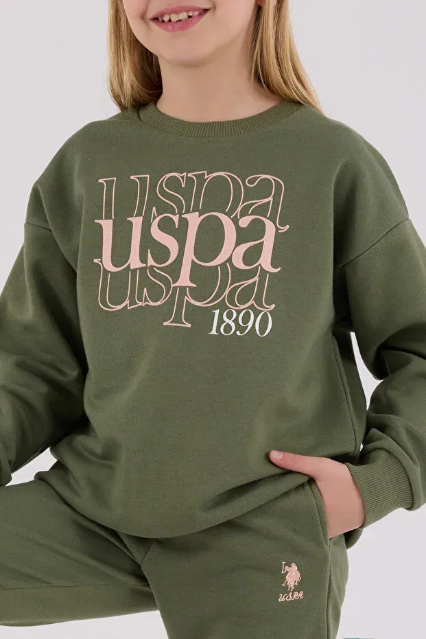 Детский комплект для девочек с вышивкой Licensed U.S. Polo Assn., Khaki — фото 4