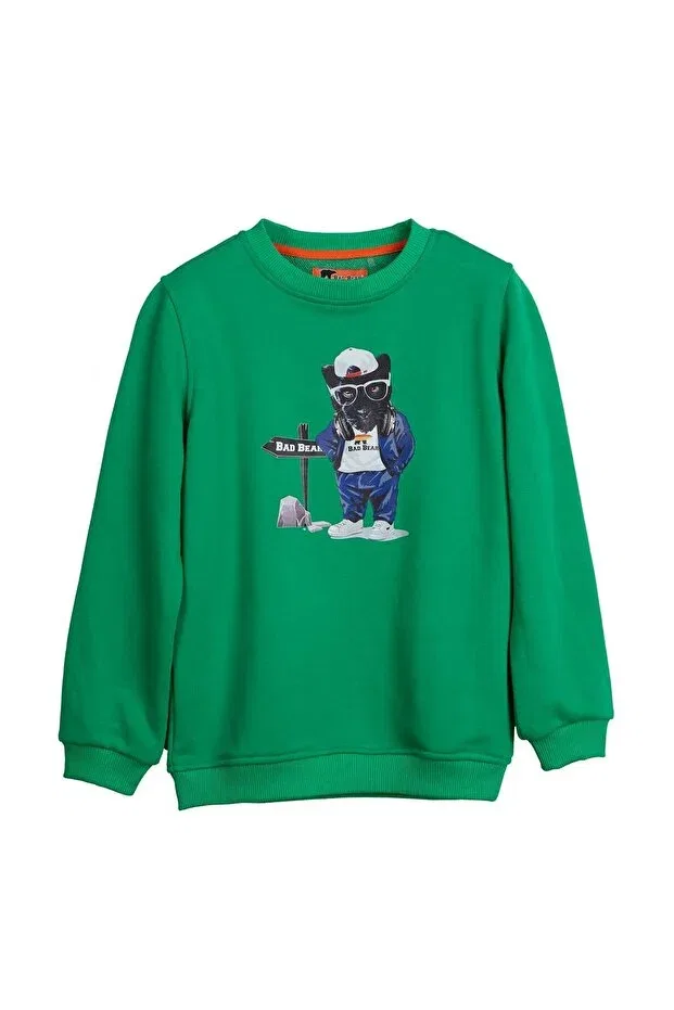 Детские свитшот для девочек с принтом Panther Green Kids Bad Bear, Green