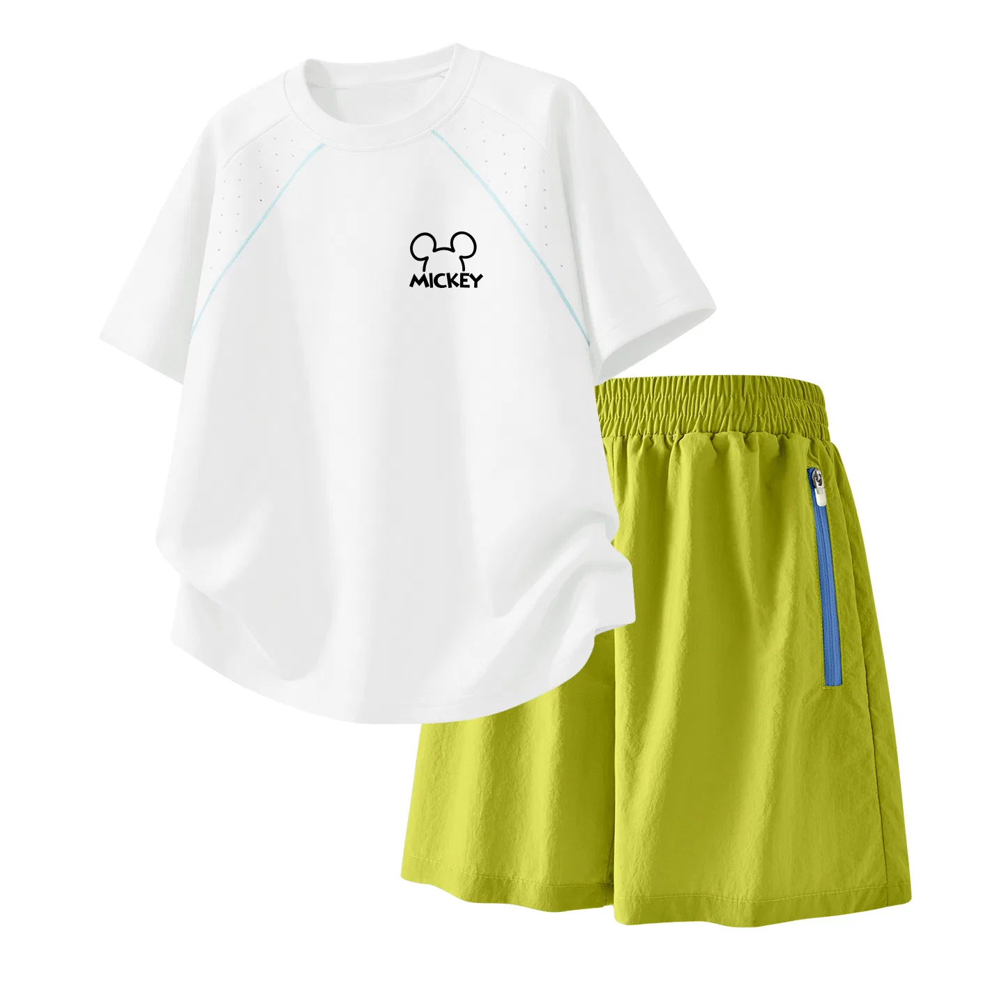 Детский спортивный костюм Casual Sportswear 2 Piece Set Disney, Thick Board H Line K Milkshake White+Solid Color Camellia Green
