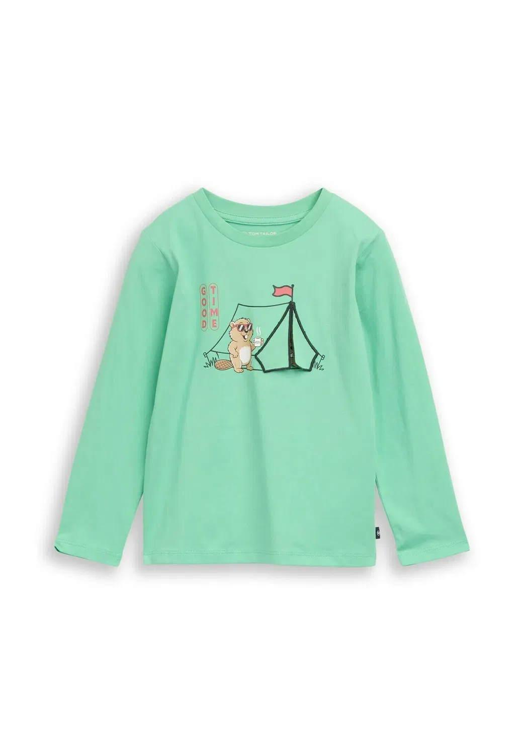 Футболка с длинными рукавами (T-shirt langarmshirt mit biber-print) Tom Tailor, Leafy Green
