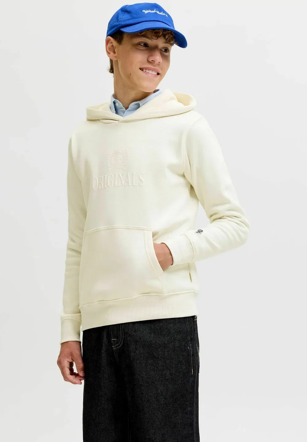 Худи с надписью, худи для подростков - худи Jack & Jones Junior, Whisper White — фото 2