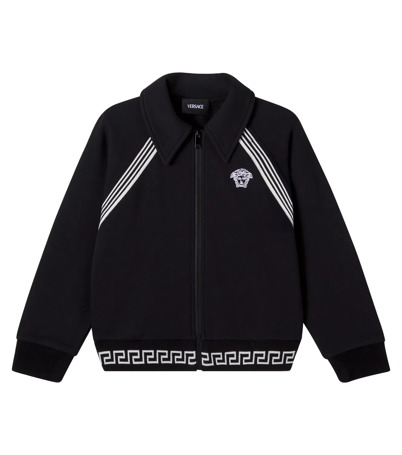 Джемпер на молнии из хлопкового джерси Versace Kids, черный