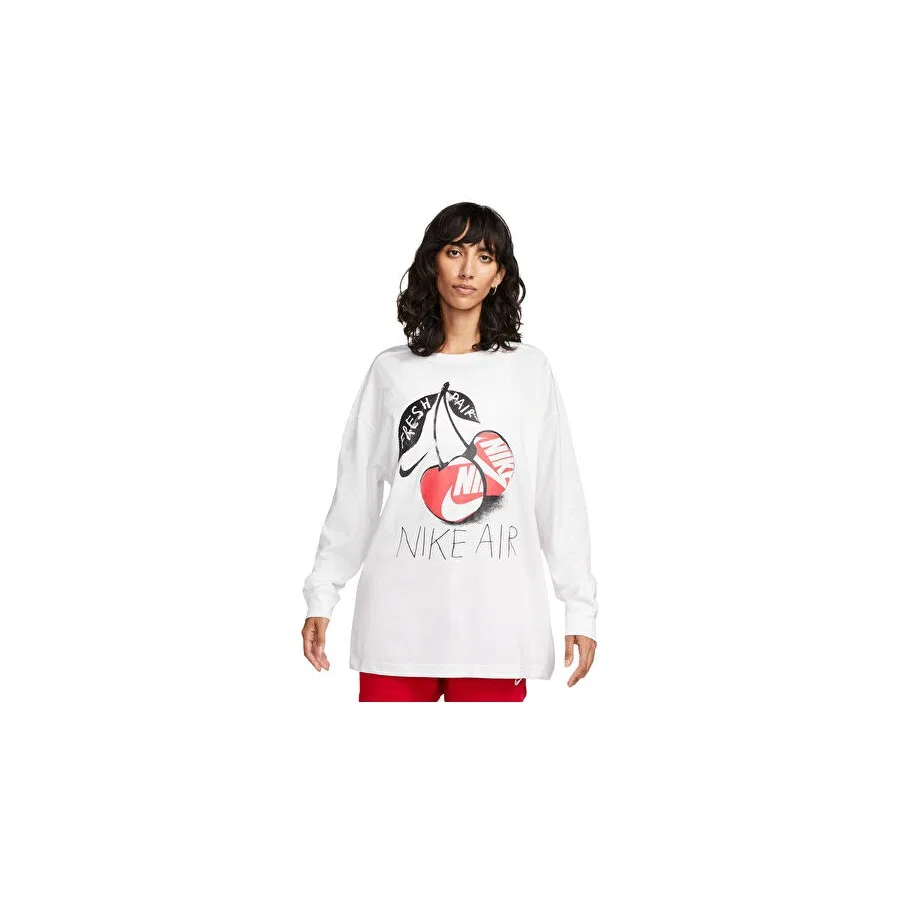 Женская футболка с длинным рукавом Nike W Nsw Tee Oc 3 Ls Os, Белый