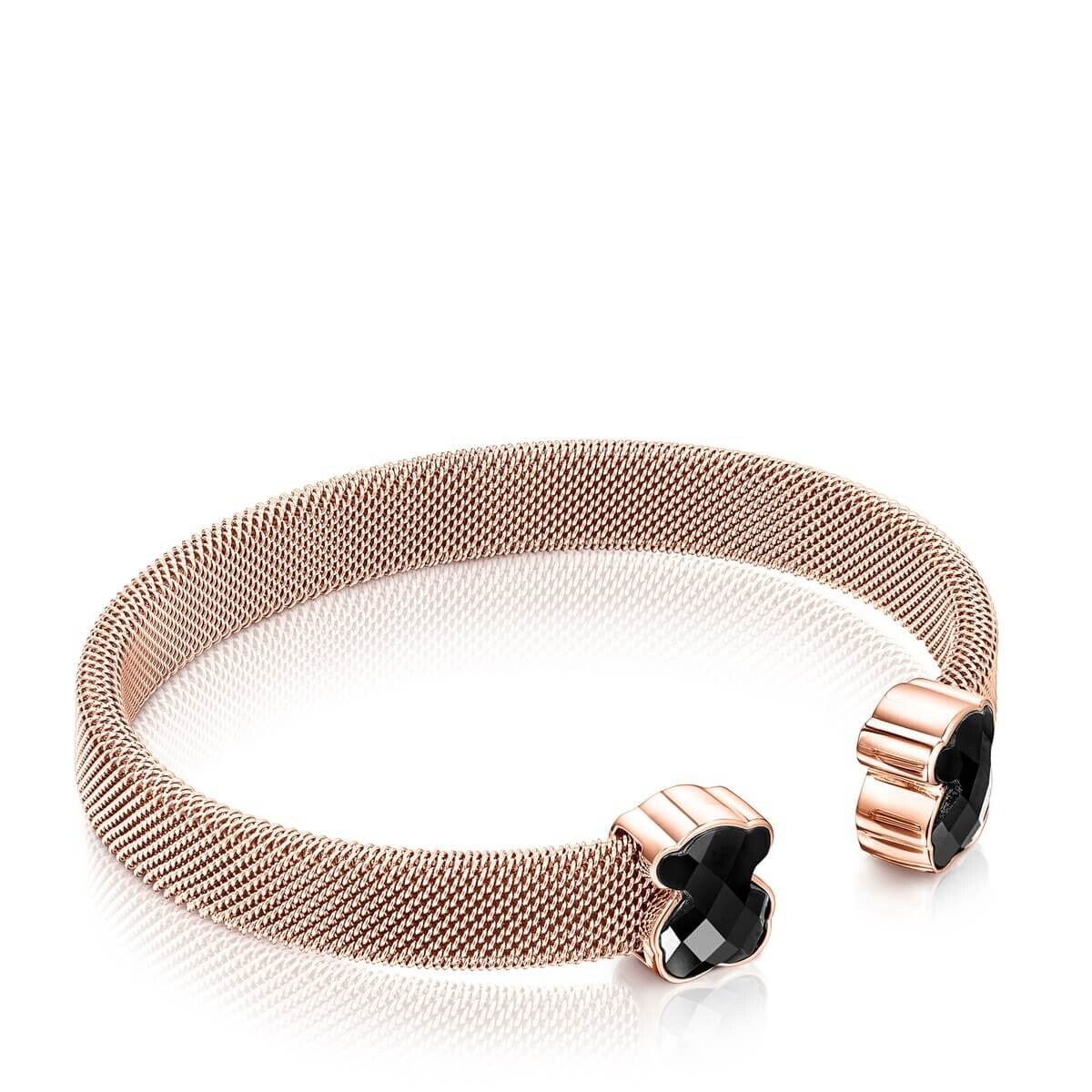 

Браслет Tous Mesh Color Rose IP Steel With Onyx, розовое серебро