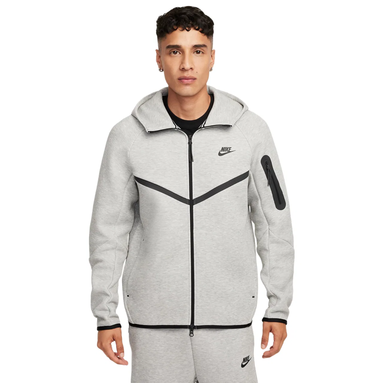 Мужское худи Windrunner Nike Tech Fleece Full-Zip, цвет Black/Dark Grey Heather — фото 2