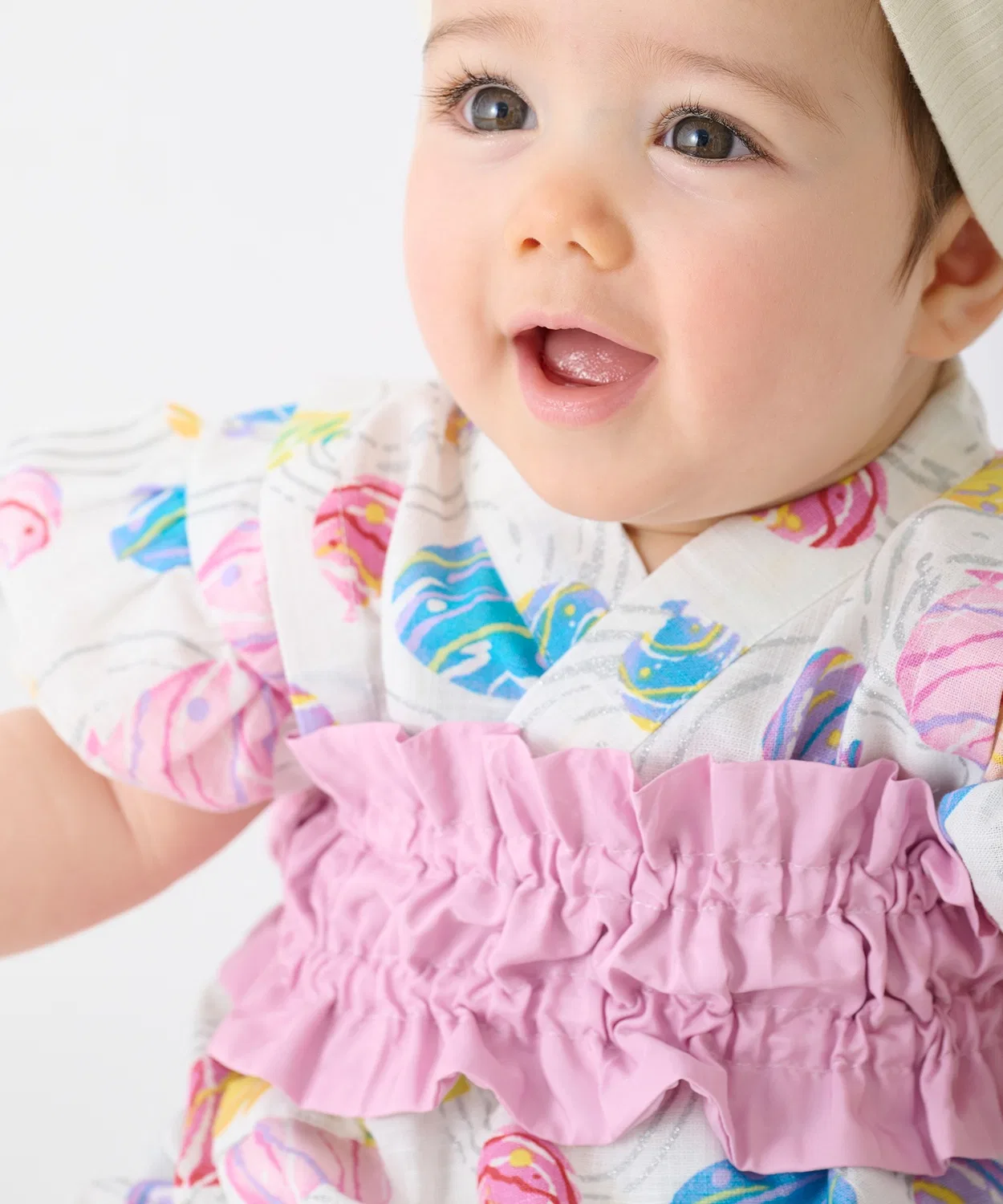 Детское кимоно-юката для девочек с принтом, модель BABY GIRLS, petit main, Ivory — фото 4