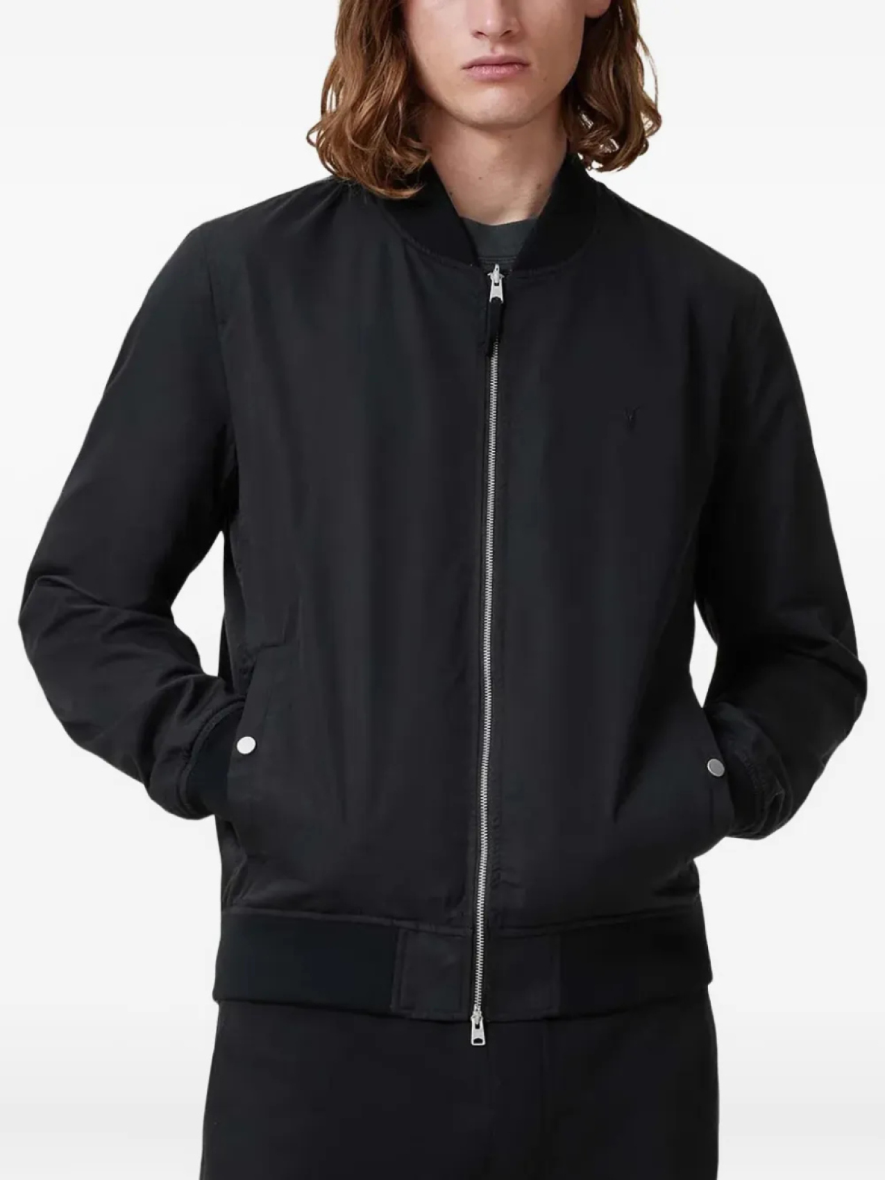 

AllSaints двусторонний бомбер на молнии с вышивкой, черный