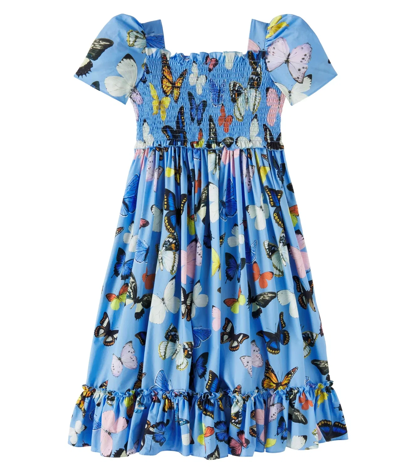 Платье хлопковое с принтом Dolce&Gabbana Kids, синий