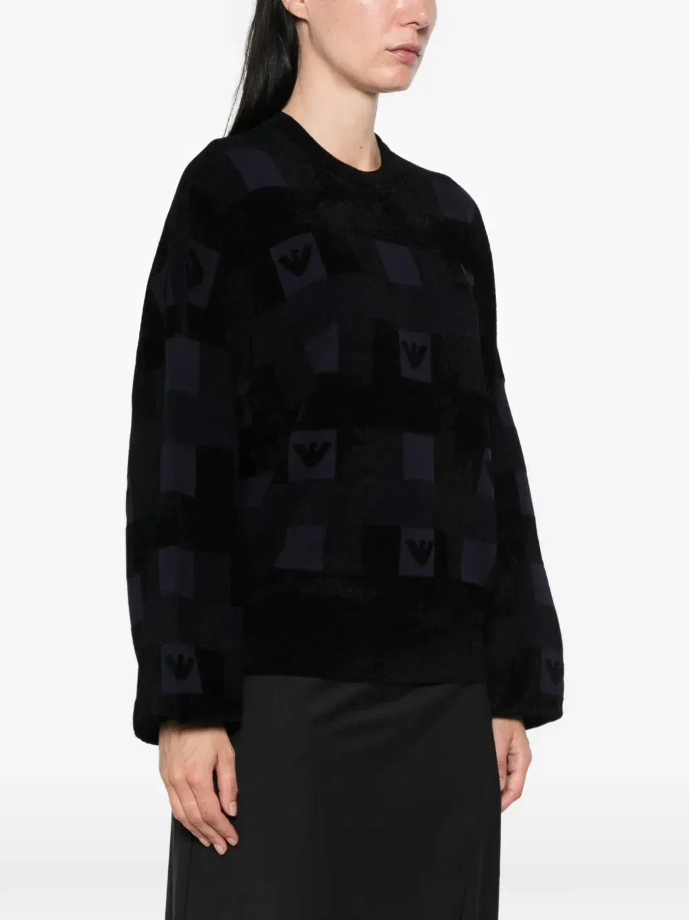 Джемпер из синели с логотипом EMPORIO ARMANI, черный — фото 3