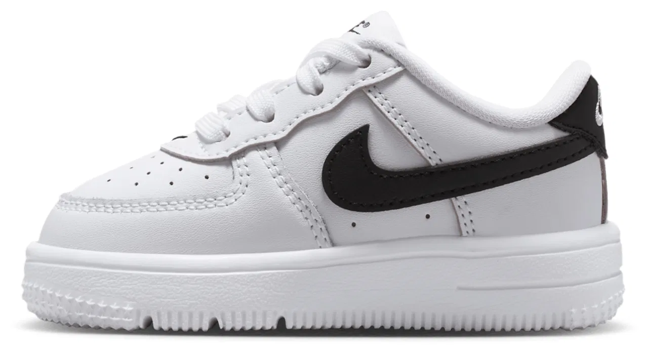 Детские кроссовки для мальчиков с кожаным верхом Nike Air Force 1 Low Lace Nike, White Black — фото 2