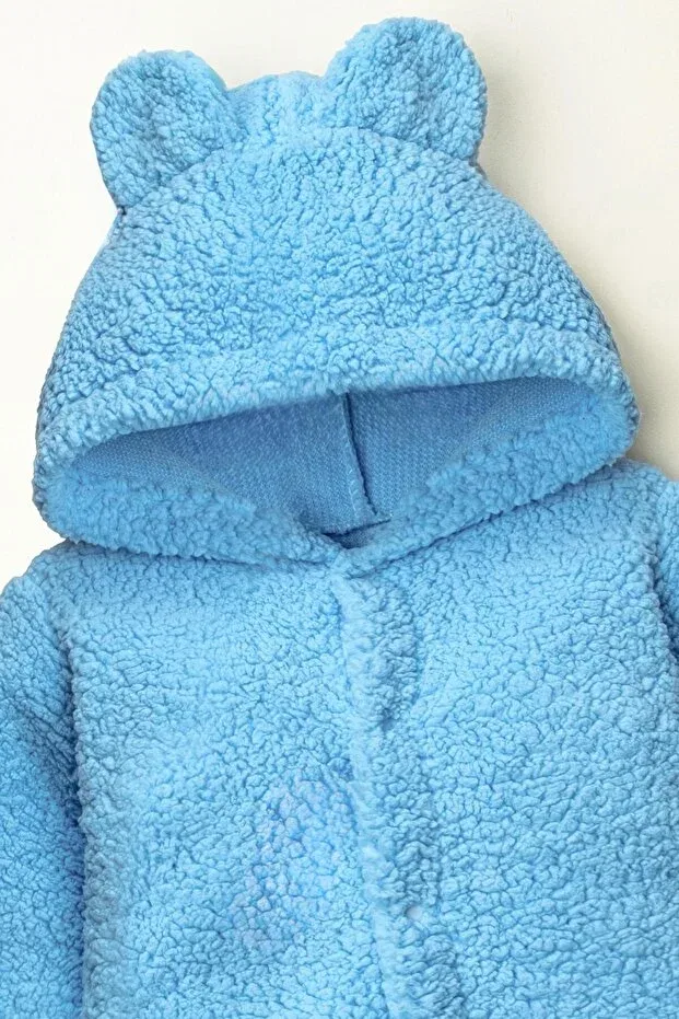 Детский комбинезон с капюшоном с принтом Lamb Plush Jumpsuit Baby Set Mai Perla, Blue — фото 4