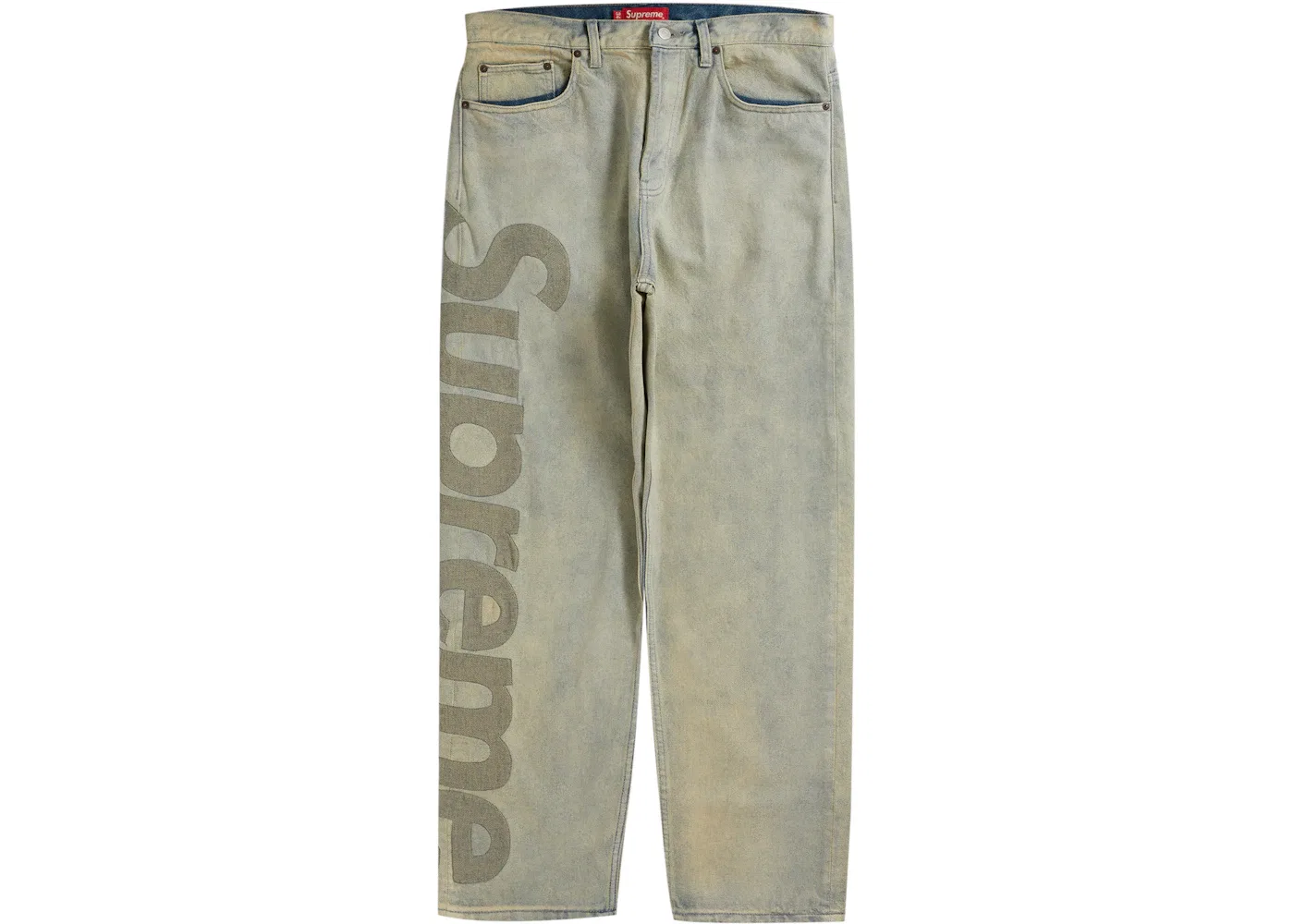 Мужские джинсы с накладным логотипом Supreme, Dirty