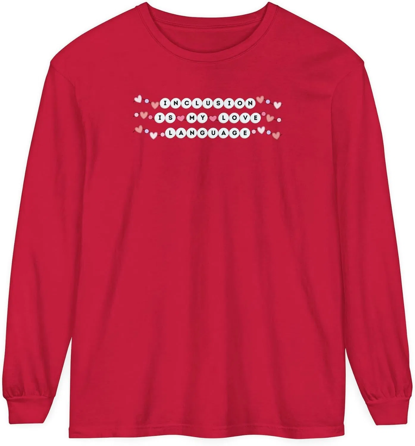 Футболка с длинным рукавом Inclusion is My Love Language Comfort Colors, Red