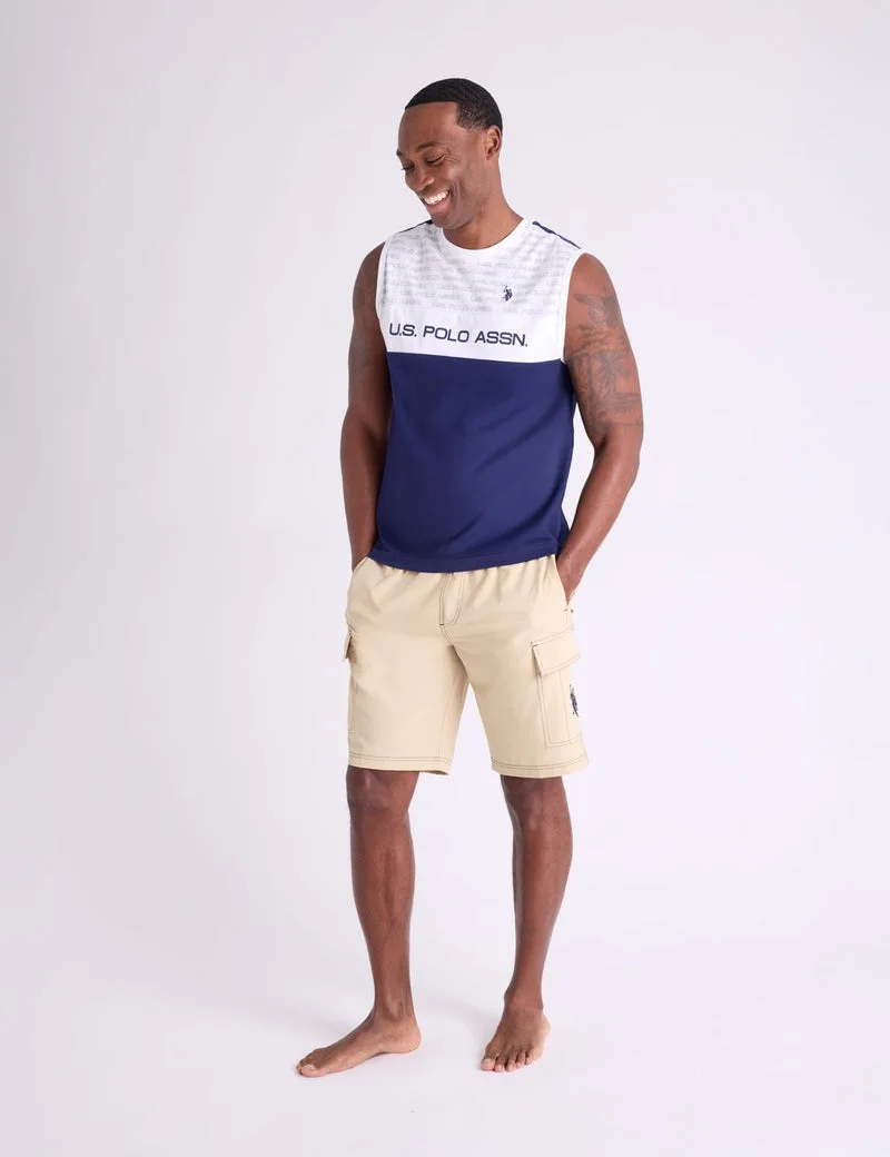 Мужские шорты для плавания U.S. Polo Assn. 10" Contrast Stitch Stretch Cargo, хаки — фото 3