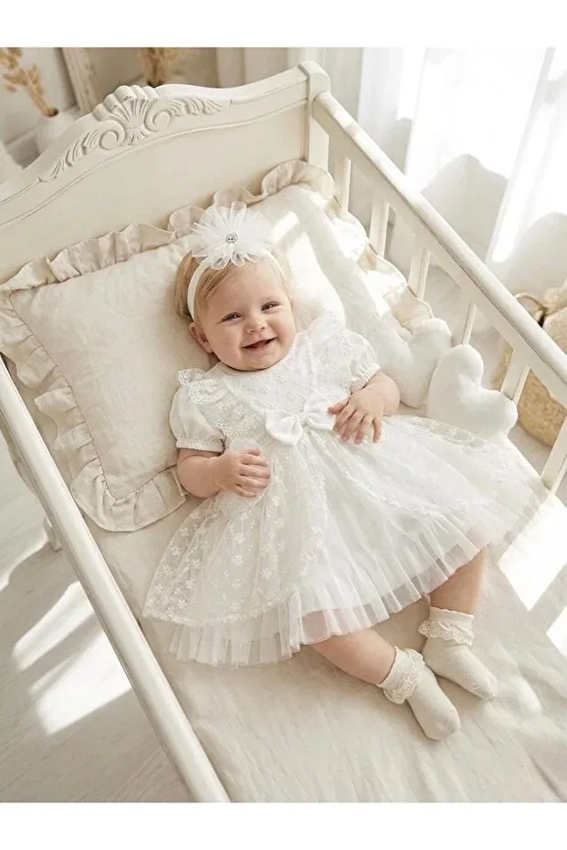 Детское платье для девочек с принтом Bebila Baby, Ecru