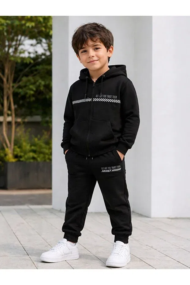 Детский спортивный костюм для мальчиков с полосками Basics Bebeman, Black
