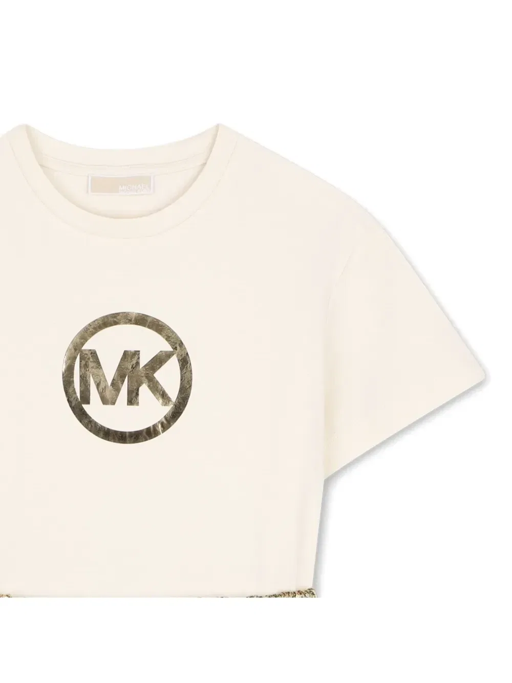 Платье с твидовой юбкой и логотипом Michael Kors Kids, бежевый — фото 3