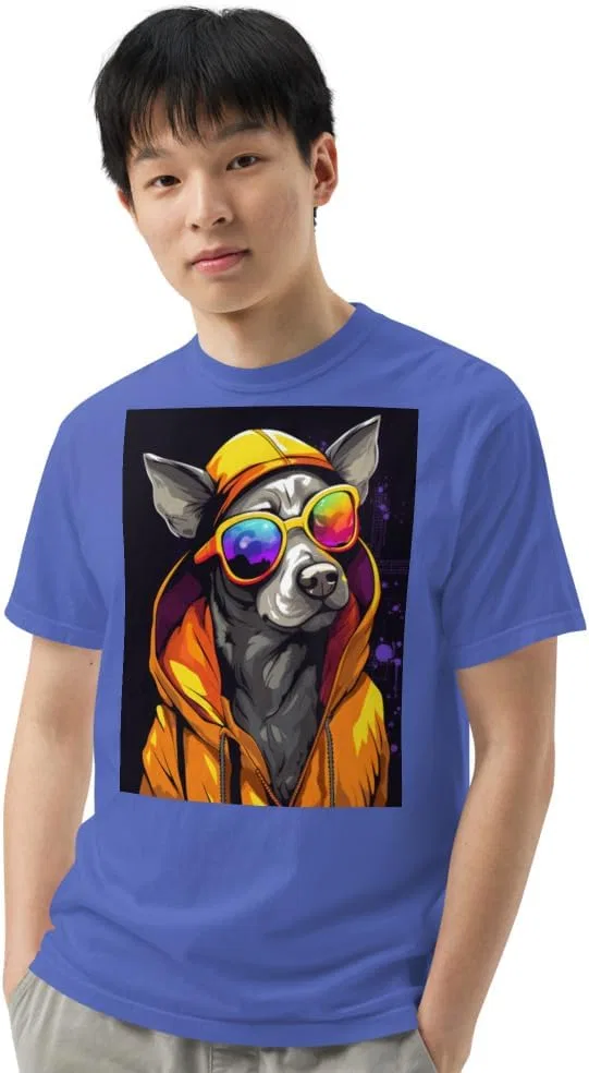 Мужская футболка с принтом Cool Dog 1717, Flo Blue — фото 3
