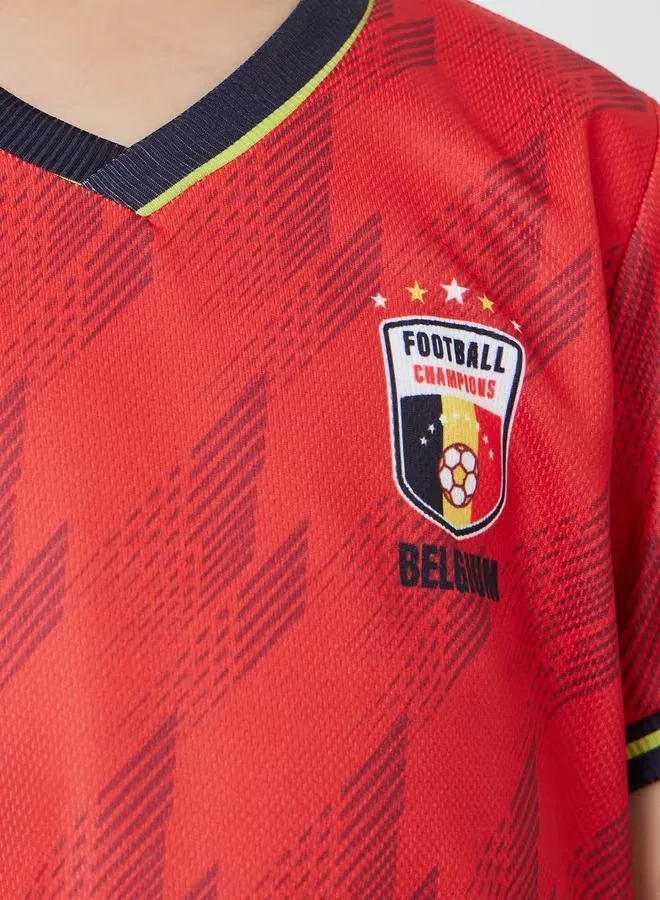 Комплект футболка и шорты с принтом Belgium FIFA футбольный Styli, красный — фото 4