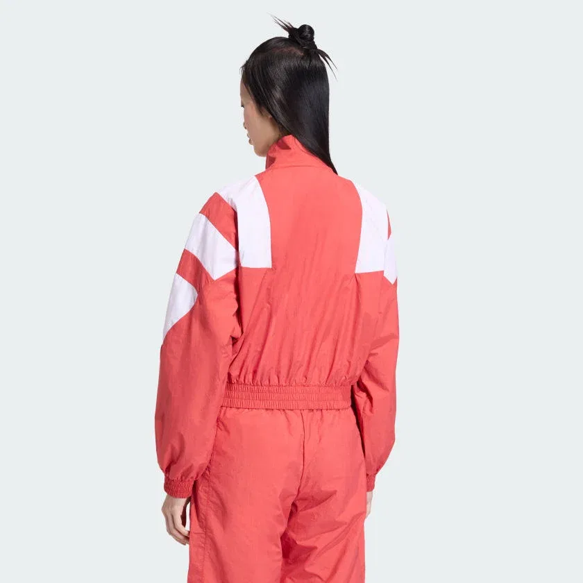 Женская олимпийка на молнии оверсайз adidas BLOCKED WASHED ZIPPED TRACKTOP, Better Scarlet — фото 2