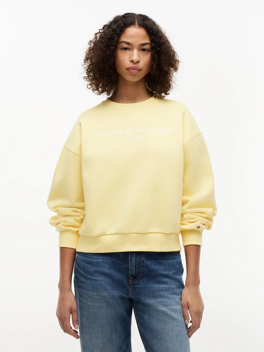 Толстовка TOMMY HILFIGER 'Logo Relaxed' желтого цвета — фото 2