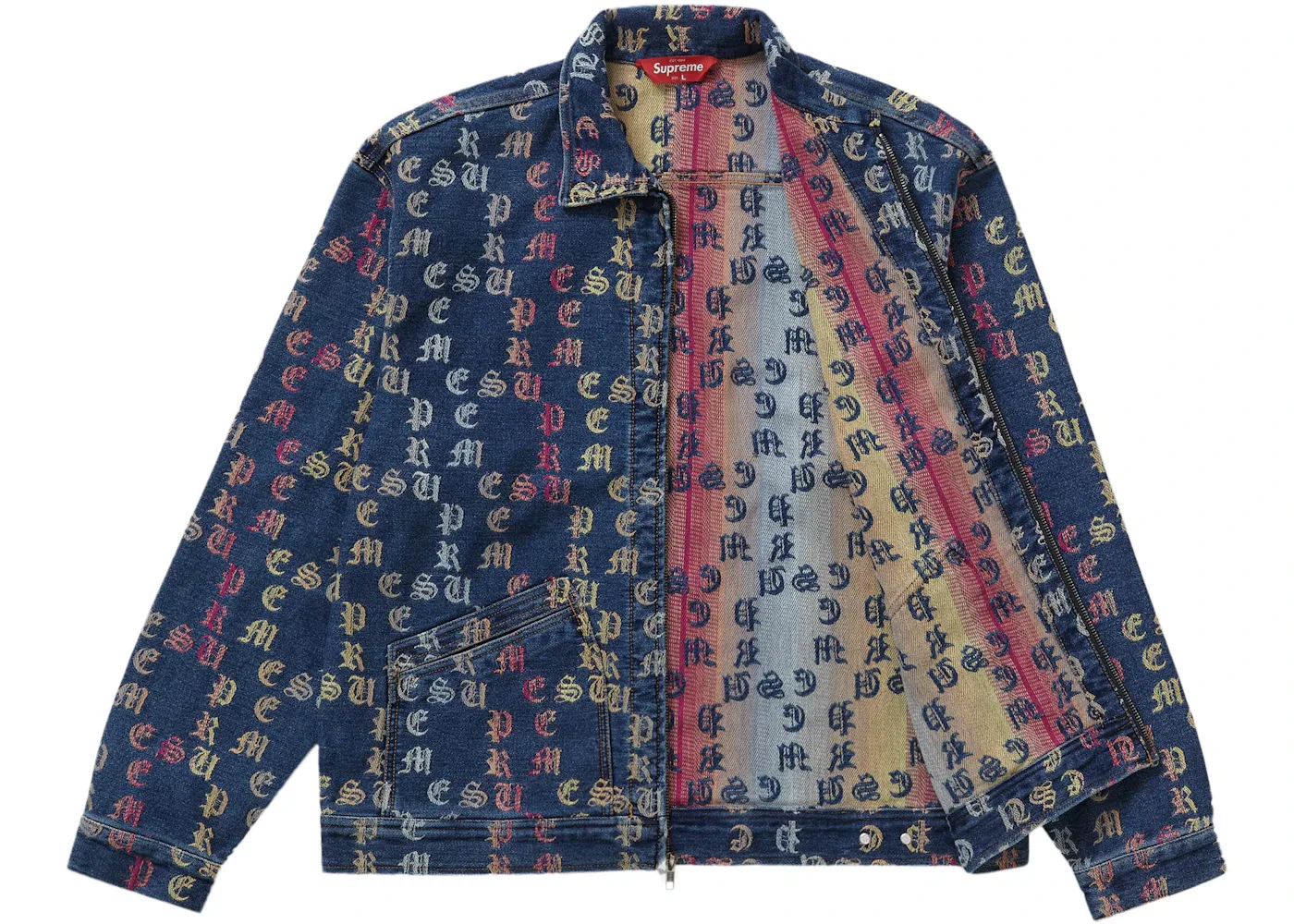 Мужская джинсовая куртка с градиентным жаккардовым принтом Supreme, Blue — фото 3