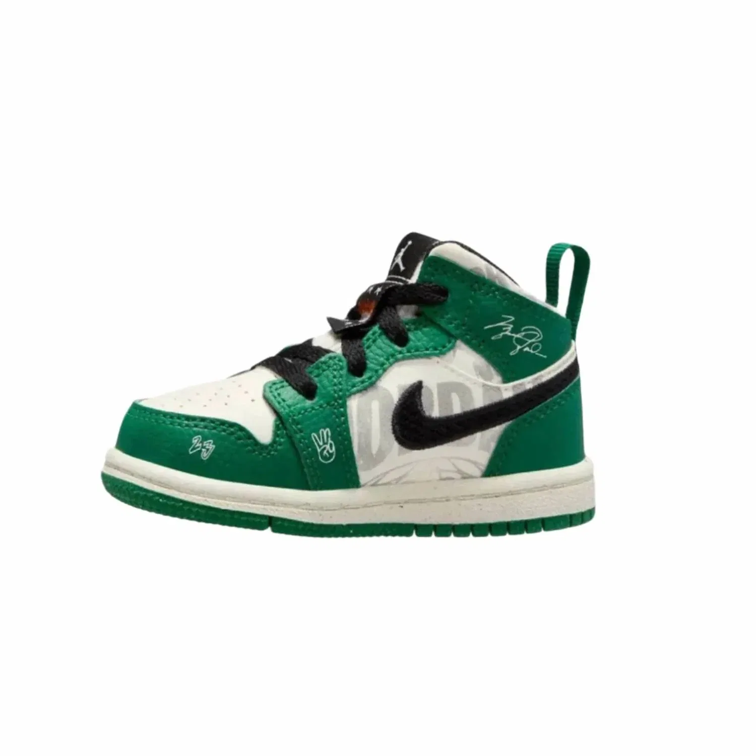 Детские кроссовки Jordan 1 Mid из кожи Nike, Pine Green/Sail-Black