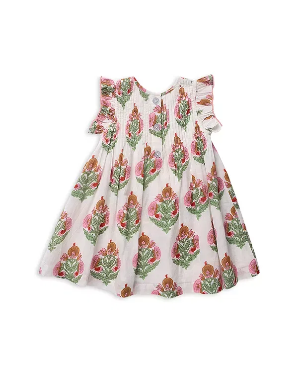 Детское платье для девочек с цветочным принтом Jaipur Dress Pink Chicken, Pink Bellflower — фото 2