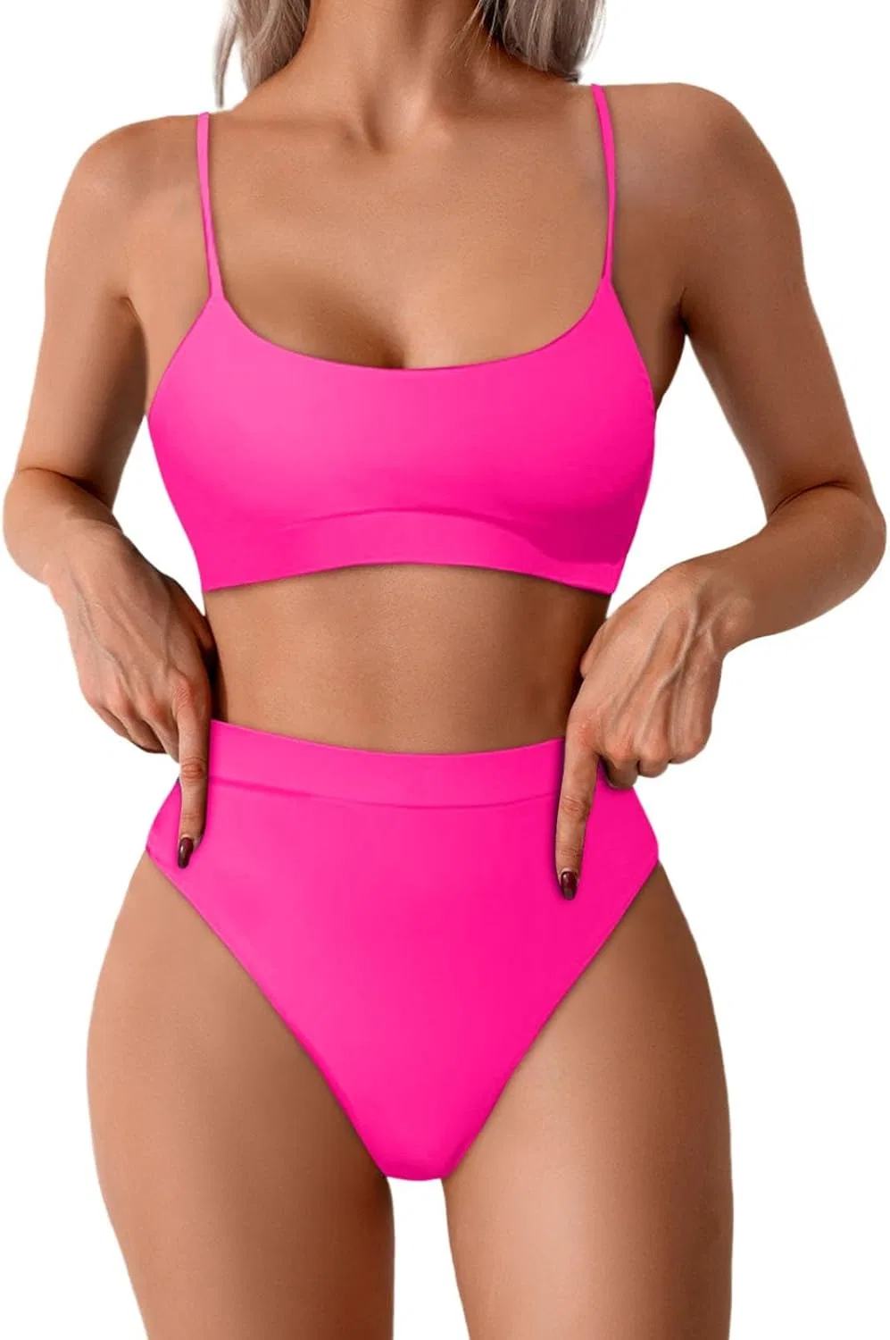 Женский спортивный бикини-комплект с утяжкой живота, Hot Pink