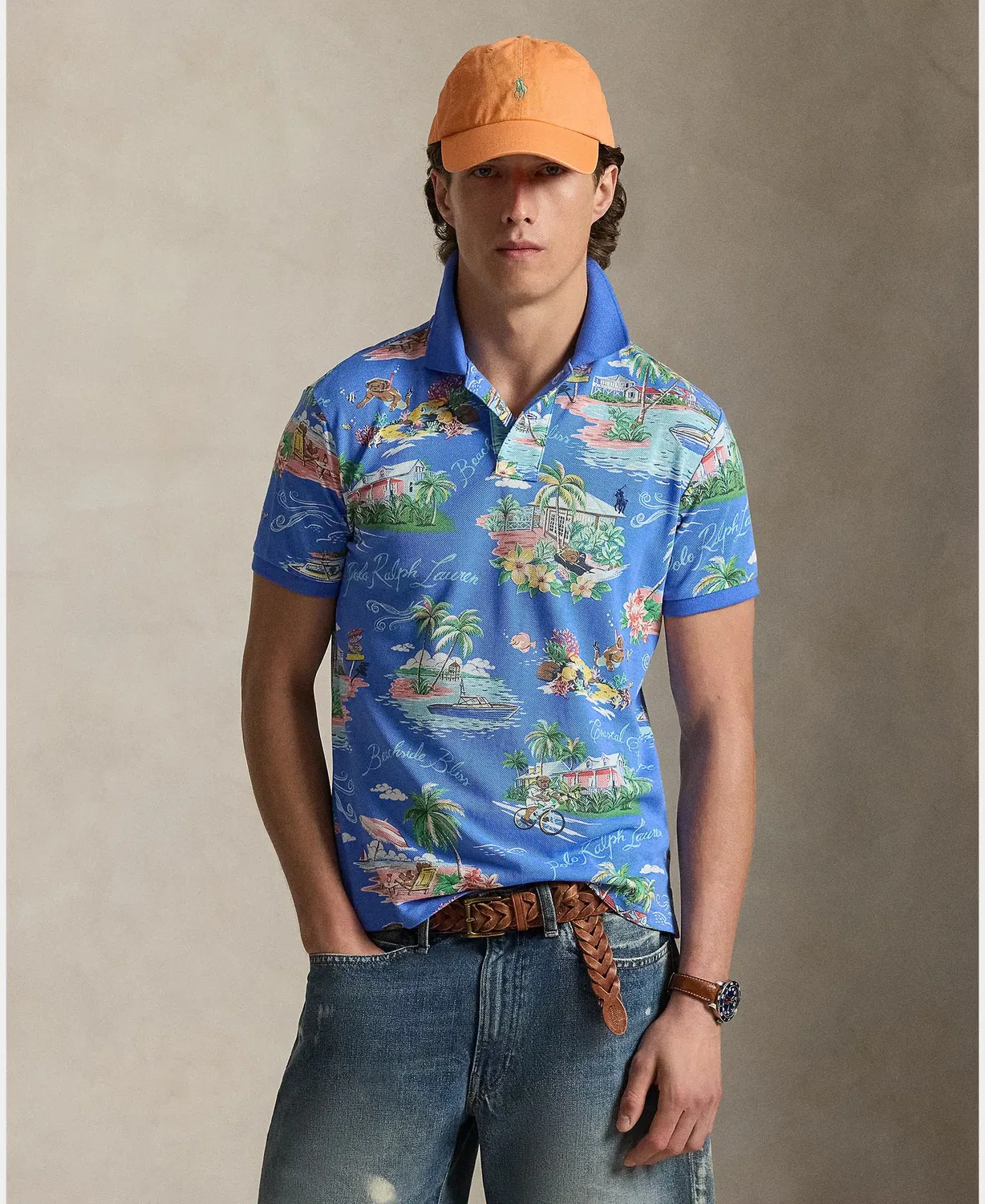 Мужское поло с принтом Polo Bear Polo Ralph Lauren, Cobalto Azul