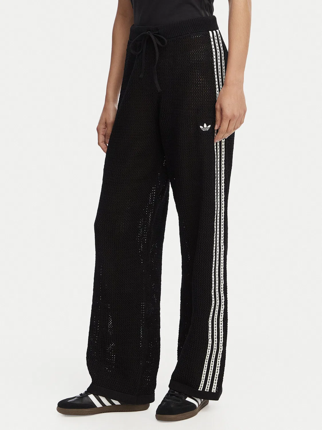Женские трикотажные брюки стандартного кроя Knitted Crochet Firebird Adidas, черный