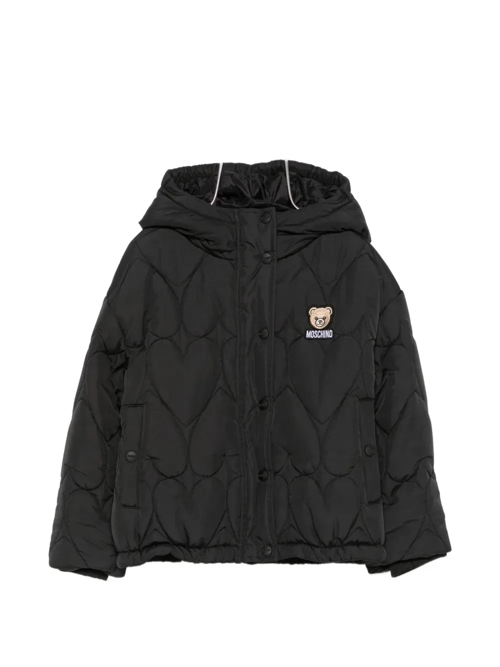 Стеганая куртка с сердечками Moschino Kids, черный