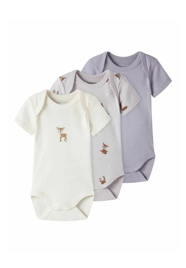 Комплект из 3 боди, хлопок, Romper 3 pack, Name It, lilac marble, сиреневый — фото 3