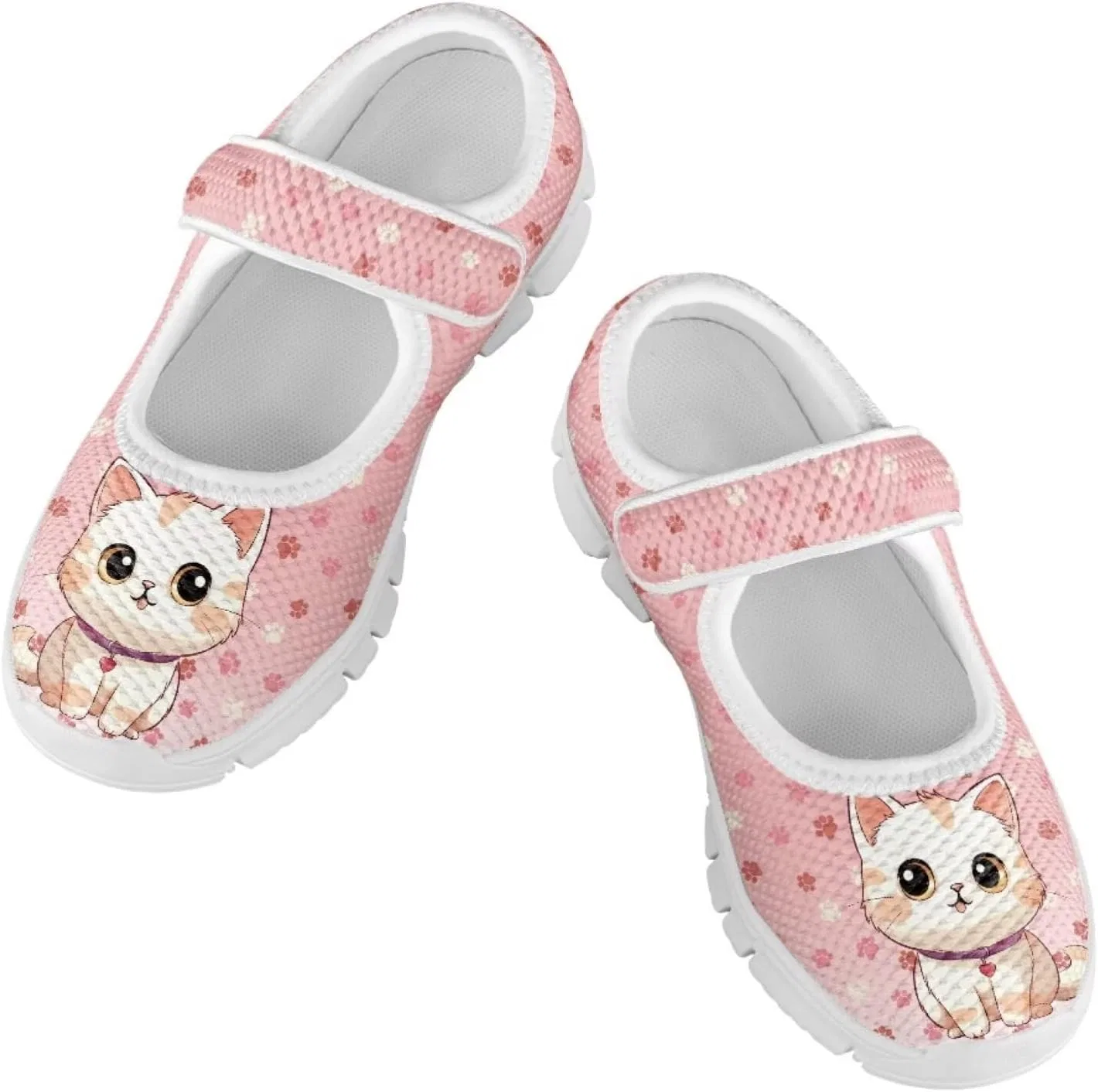 Детские туфли для девочек с принтом кота Mary Jane chaqlin, Cartoon Cute Cat Paw