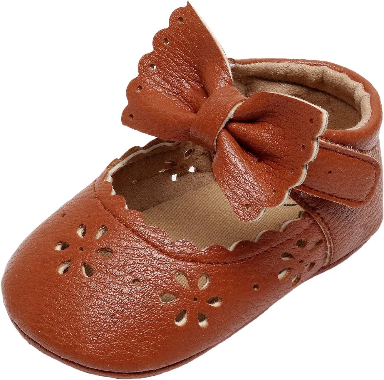 Детские туфли для девочек с бантом First Walkers Shoes, Brown