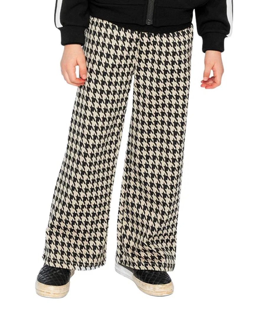 Брюки-клеш с принтом в елочку Black Caramel Deux par Deux, Black And Beige Houndstooth — фото 3