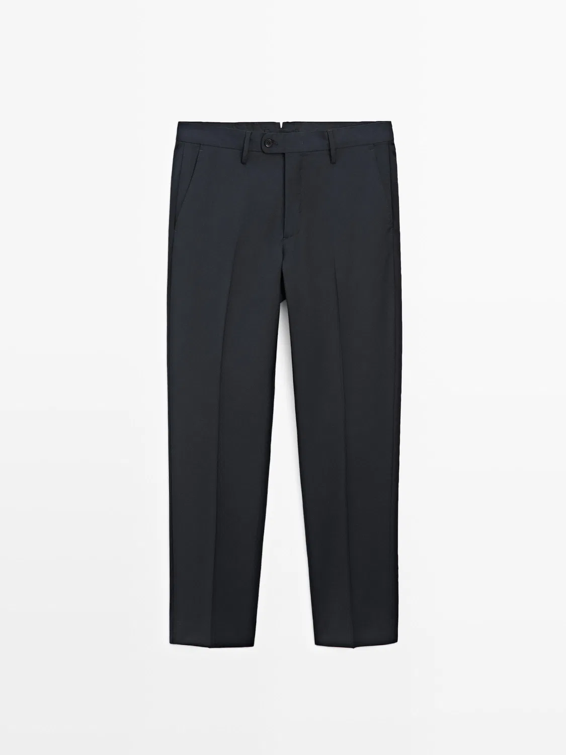 Холодные шерстяные костюмные брюки Massimo Dutti, темно-синий — фото 2